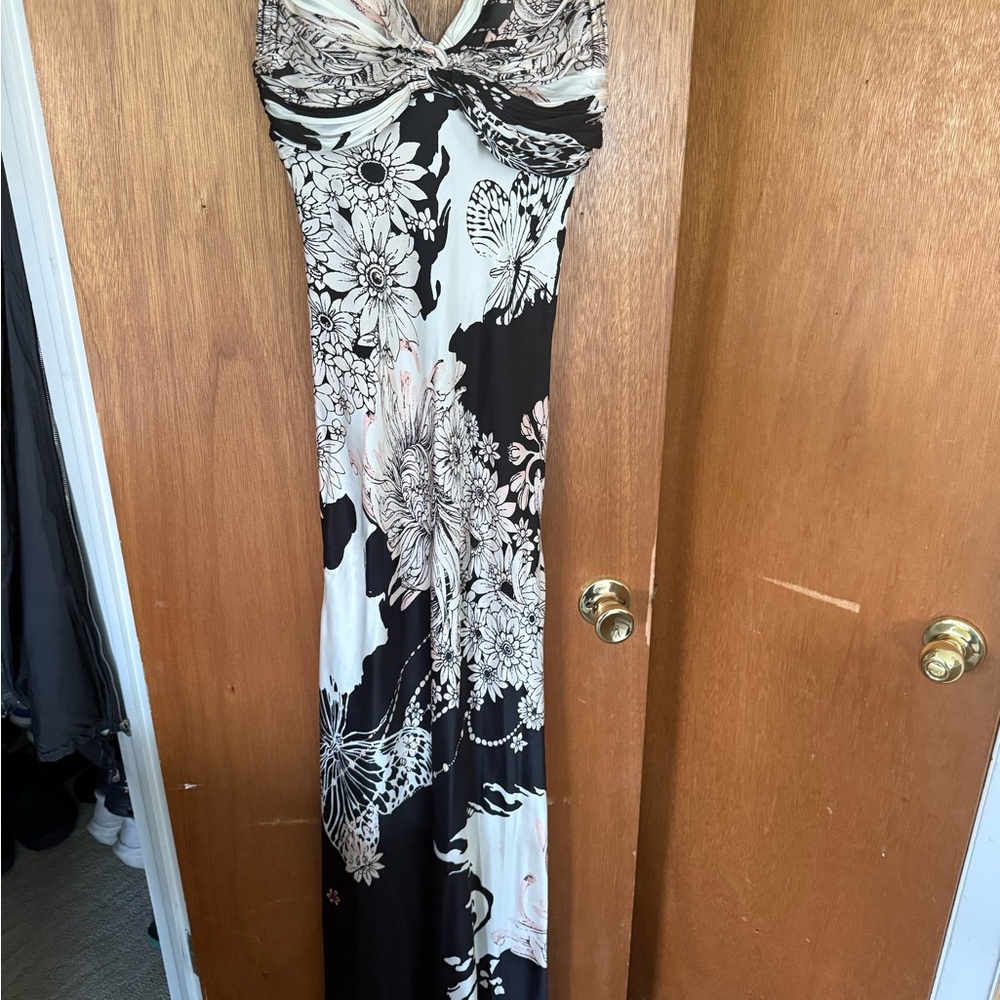 Floral Black and White Maxi Dress